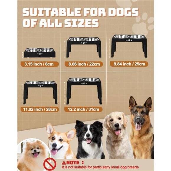 Elevated Dog Bowls, Dog Feeder with 2 Stainless Steel Dishes &1 Slow Feeder - Picture 2 of 7